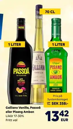Border Shop Galliano Vanilla, Passoã eller Pisang Ambon, EUR 13.42 erbjuda