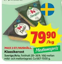 Stora Coop Klassikerost, Medlemspris erbjuda