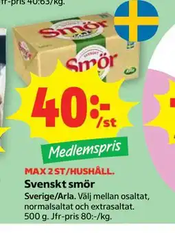 Stora Coop Svenskt smör, Medlemspris erbjuda