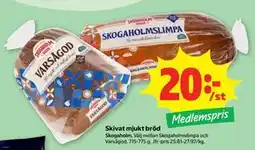 Stora Coop Skivat mjukt bröd, Medlemspris erbjuda