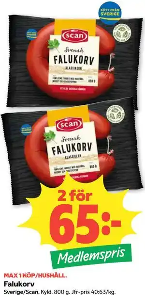 Falukorv, Medlemspris