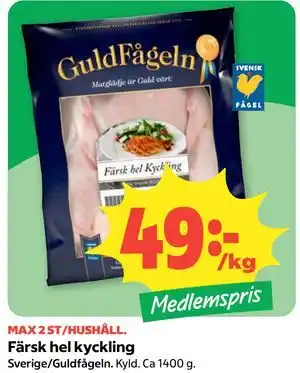 Färsk hel kyckling, Medlemspris