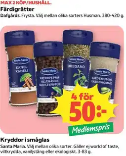 Coop Santa Maria kryddor i småglas erbjuda