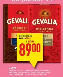 Willys Gevalia kaffe erbjuda
