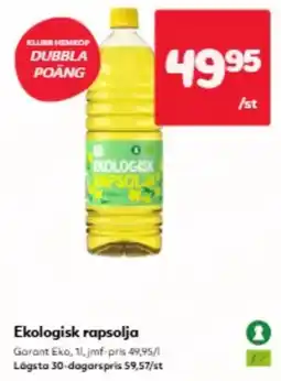 Hemköp Garant ekologisk rapsolja erbjuda