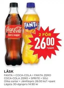 Willys Läsk Fanta Coca-Cola Fanta Zero Coca-Cola Zero Sprite erbjuda