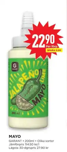 Willys Garant mayo jalapeño lime erbjuda