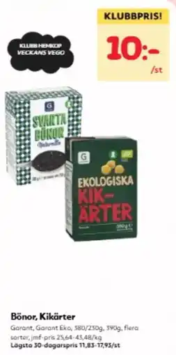 Hemköp Garant ekologiska kikärter erbjuda