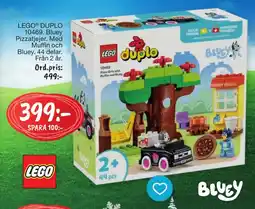 Leklust lego duplo 10469 bluey pizzatejer med muffin och bluey erbjuda