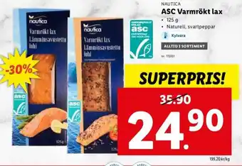 Lidl Nautica ASC Varmrökt lax 125 g erbjuda