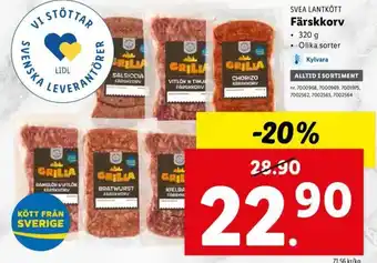 Lidl Svea Lantkött Färskkorv 320 g erbjuda