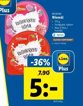Lidl Milbona Rismål 175 g erbjuda
