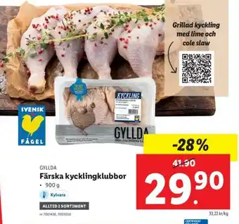 Gyllda Färska Kycklingklubbor 900 g
