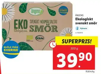 Lidl Ängens Ekologiskt svenskt smör 500 g erbjuda