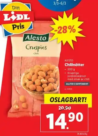 Lidl Alesto Chilinötter 500g erbjuda