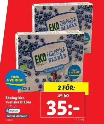 Lidl Ekologiska svenska blåbär 225g erbjuda