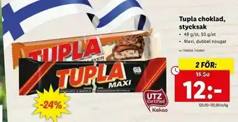 Lidl Tupla choklad, stycksak erbjuda