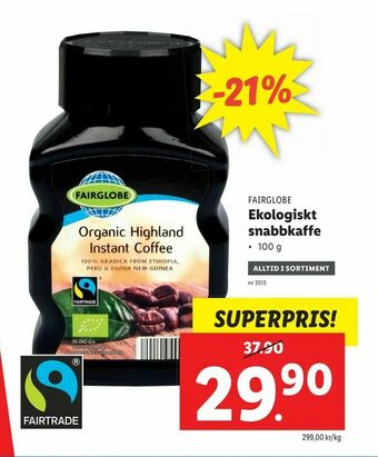 Lidl Ekologiskt snabbkaffe erbjuda