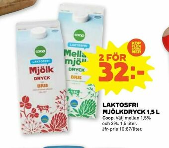 Stora Coop Laktosfri mjölkdryck 1,5 l erbjuda