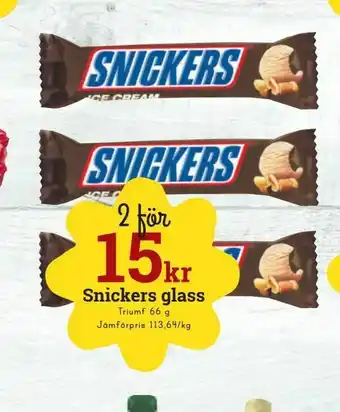 minmatbutik Snickers glass erbjuda
