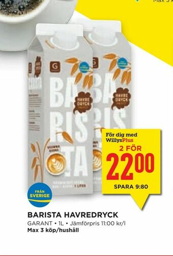 Willys Hemma Barista havredryck erbjuda