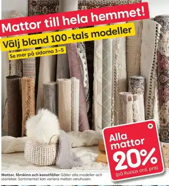 Rusta 20% All Mattor, fårskinn och konstfällar erbjuda
