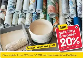 20% Golv, färg & tapeter
