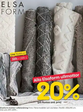 Rusta Elsaform mattor i ullblandning 70x200 cm erbjuda