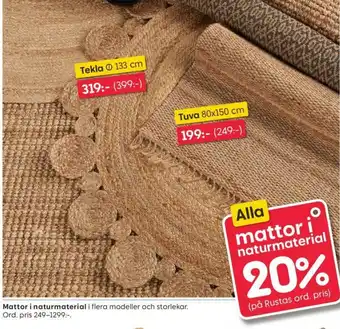 Rusta Mattor i naturmaterial Tuva 80x150 cm erbjuda