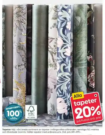Rusta All 20% Tapeter erbjuda