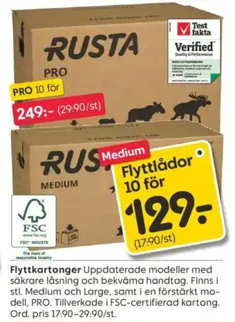 Rusta Flyttkartonger Pro 10 erbjuda