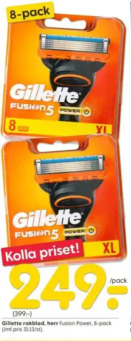 Rusta Gillette rakblad, herr 8-pack erbjuda