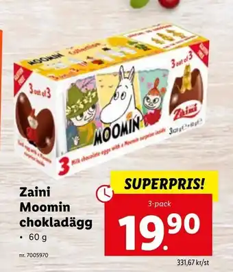Lidl Zaini Moomin chokladägg erbjuda