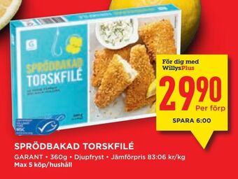 Willys Sprödbakad torskfilé erbjuda