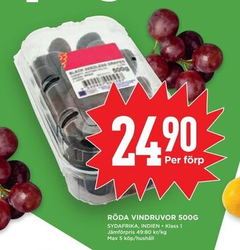 Willys Röda vindruvor 500g erbjuda