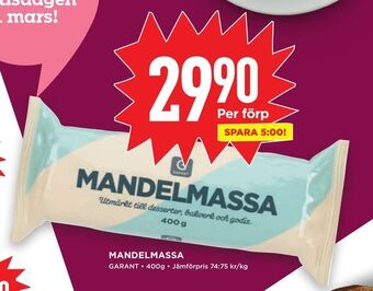 Willys Mandelmassa erbjuda