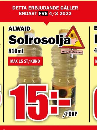 Matdax Solrosolja erbjuda