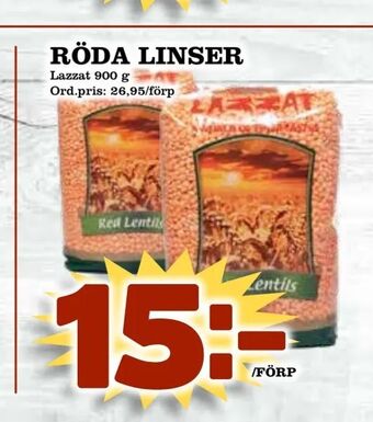 Supergrossen Röda linser erbjuda