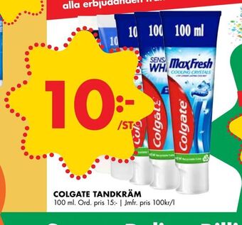 ÖoB Colgate tandkräm erbjuda