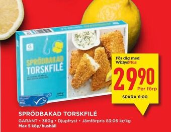 Willys Sprödbakad torskfilé erbjuda