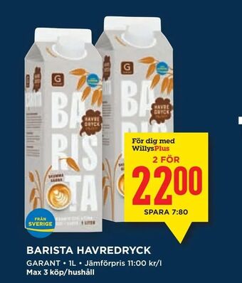 Willys Barista havredryck erbjuda