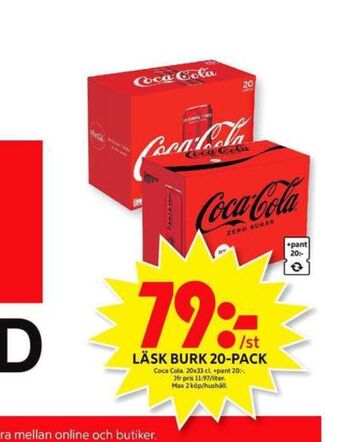 ICA Maxi Coca Cola Läskedryck erbjuda