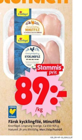 ICA Supermarket Kronfågel Kycklingfilé erbjuda