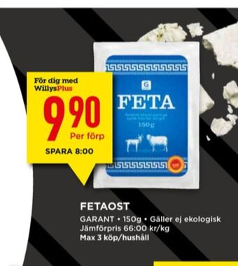 Willys Garant Fetaost erbjuda
