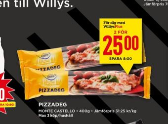 Willys Monte Castello Pizzadeg erbjuda