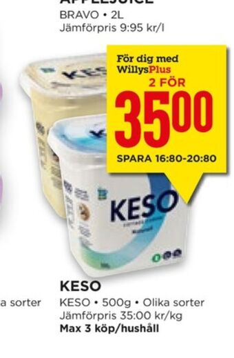 Willys Keso Cottage cheese erbjuda