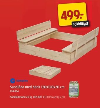 Jula Sandlåda med bänk 120x120x20 cm erbjuda