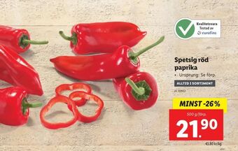 Lidl Spetsig röd paprika erbjuda
