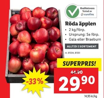 Lidl Röda äpplen erbjuda