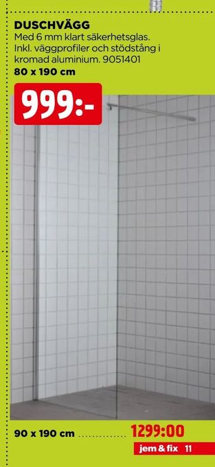 Jem&Fix Duschvägg erbjuda